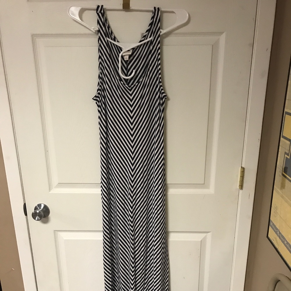 Navy and white stripped maxi dress